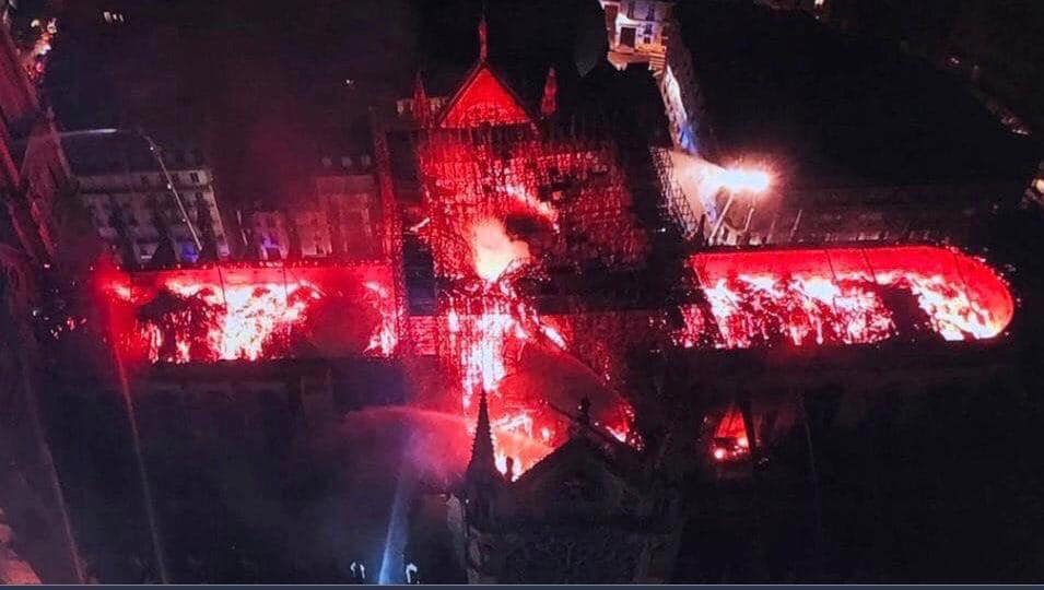Notre Dame de Paris en feu. Notre Dame of Paris on fire